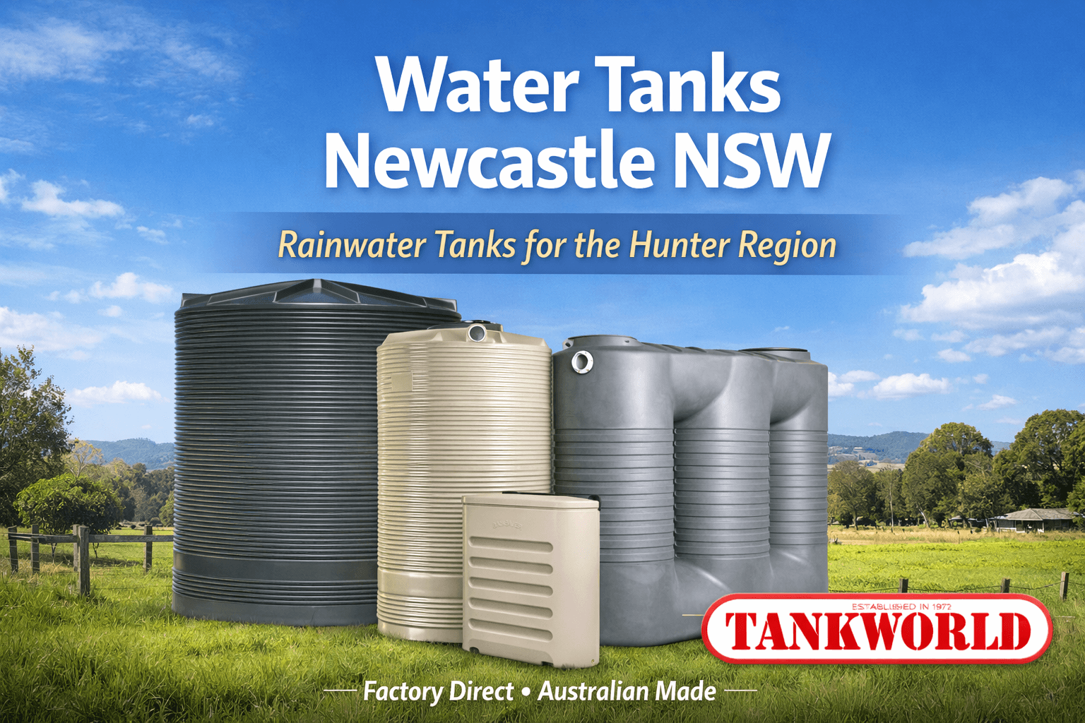 Water tanks in rural Newcastle