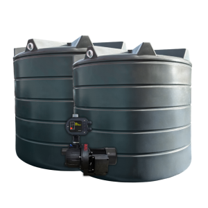 2 x 10,000L Round Straight Wall Tank and TANKWORLD 45 Pump (Zone 3 Only)