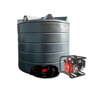 10,000L Round Straight Wall Tank and 6.5HP Briggs & Stratton Single Stage Fire Pump and Hose Kit - Zone 3