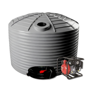 25,000L Round Corrugated Tank and 6.5HP Briggs & Stratton Single Stage Fire Pump and Hose Kit (Zone 1 & 3 Only)