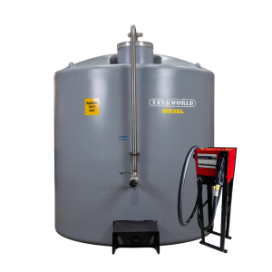 grey 5,000L diesel tank with bowser